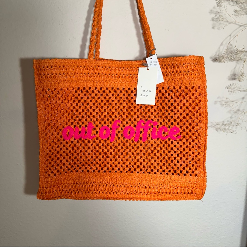 NWT A New Day “Out of Office” Raffia Bag – Orange – Target